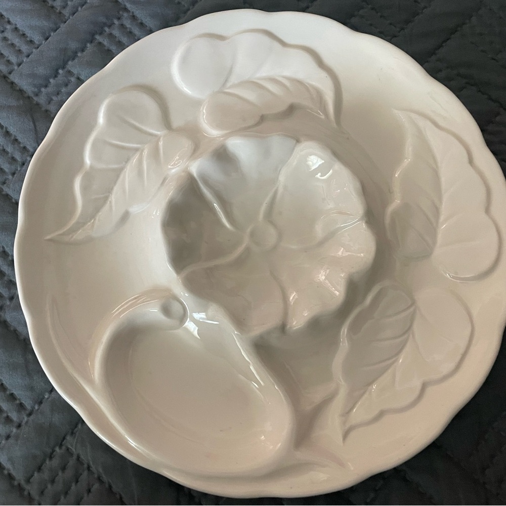 Elegant White Ceramic Floral Vintage Plate